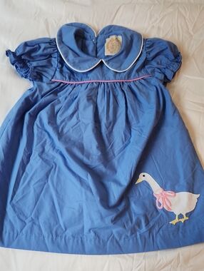 Blue Peter-Collar Duck Appliqué Dress